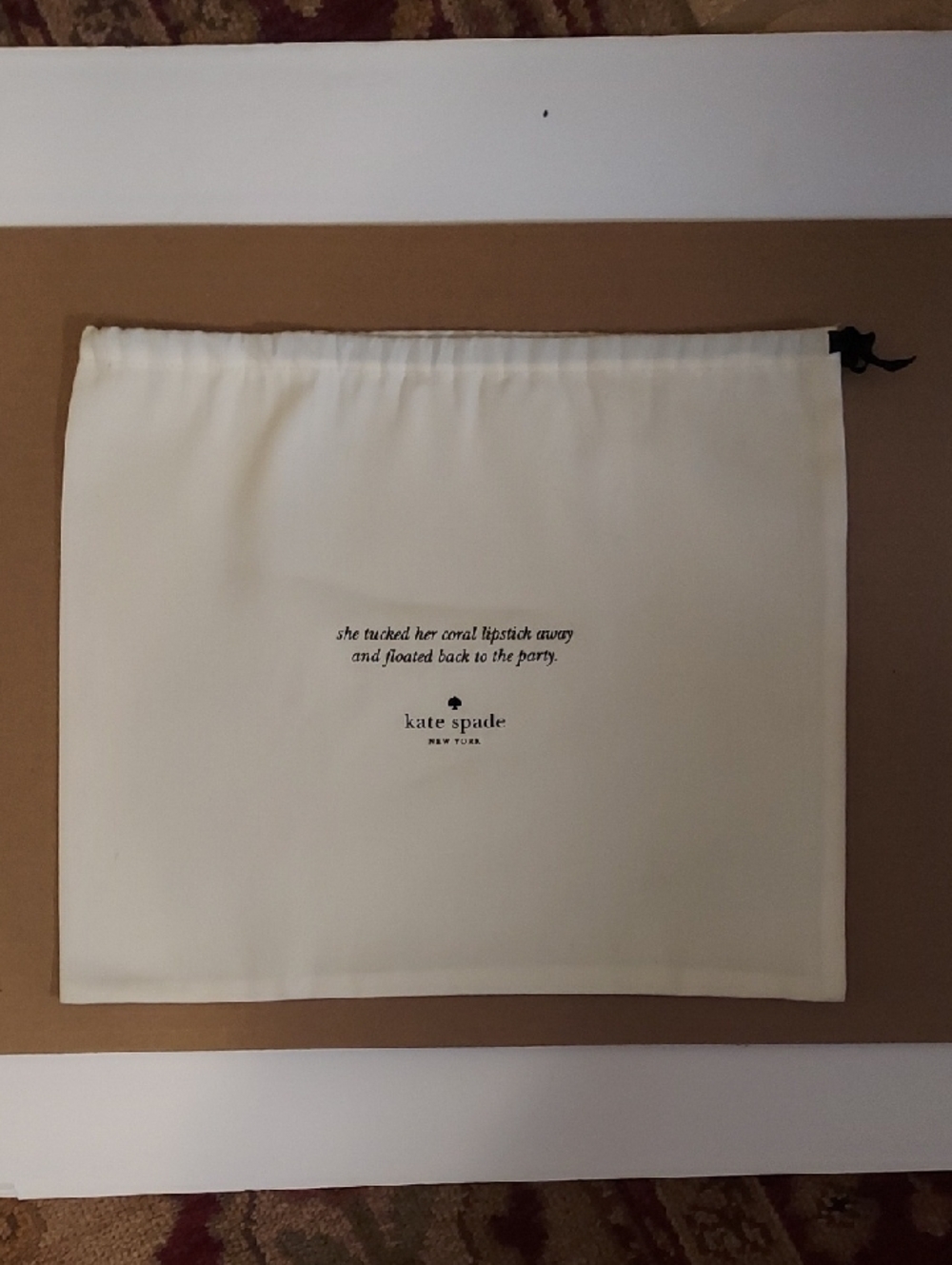Kate Spade Dustbag Cream Canvas With Brown Drawstring Closure